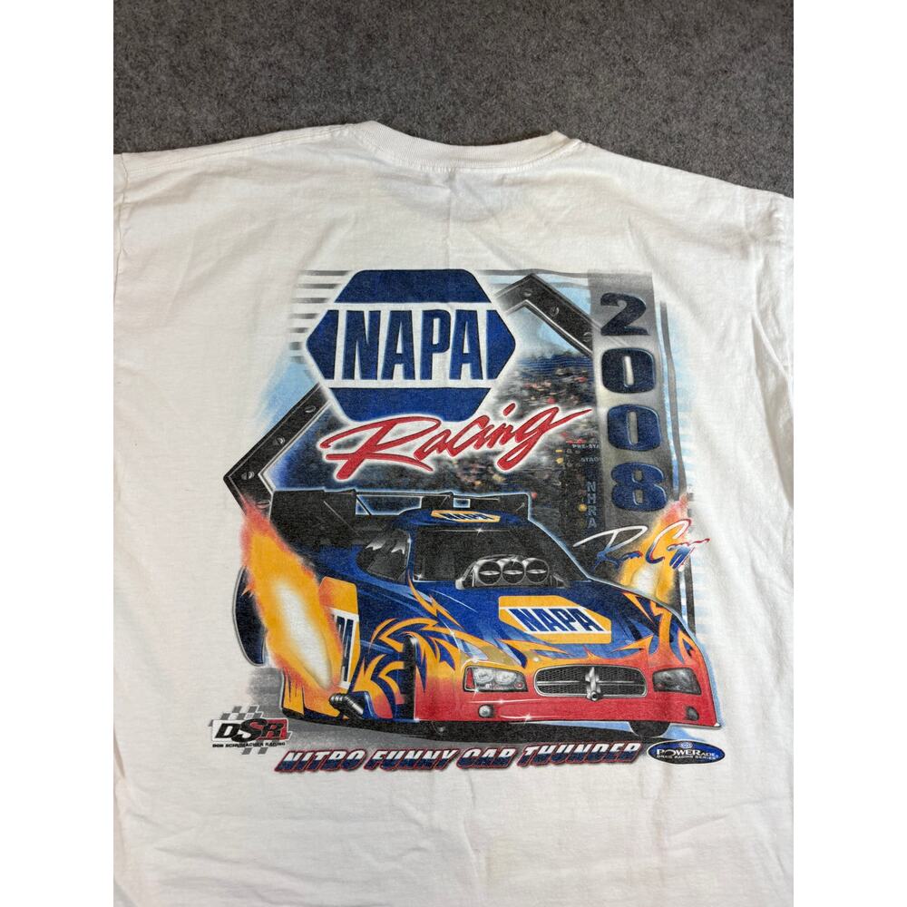 NAPA Racing Shirt Mens White Short Sleeve Tee NHRA Nitro Funny Car Thunder XL - Picture 6 of 11